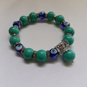 Turquoise and Blue Beaded Bracelet Evil Eye
